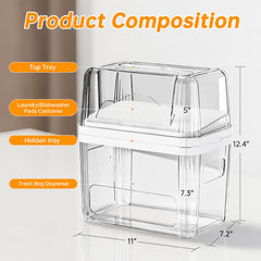 FELIZHOUSE open lid with removable top tray for easy refills and organization
