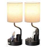 Fenmzee bedside lamps pair on nightstand showing tidy charging benefit