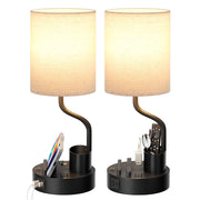 Fenmzee bedside lamps pair on nightstand showing tidy charging benefit