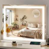 FENNIO front view of vanity mirror showing full frame and LEDs for clear makeup lighting