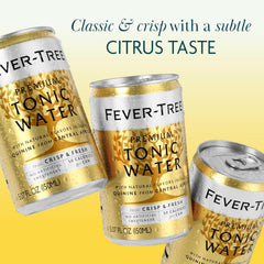 Fever-Tree lata en mano para comparar tamaño y portableidad