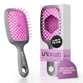FHI Heat Unbrush frontal lavanda gris mostrando forma ergonómica y beneficio de control