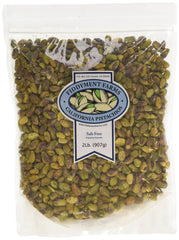Fiddyment Farms empaque frontal de 2 lb mostrando pistachos frescos y beneficio de conservación