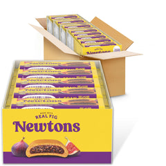 Fig Newtons vista frontal del paquete mostrando cantidad y formato práctico