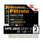 Filtrete empaque frontal 20x20x1 mostrando el pack de 2 y beneficio limpieza