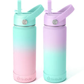 Fimibuke front view of two bottles showing colorful candy and bubble patterns and easy-grip benefit