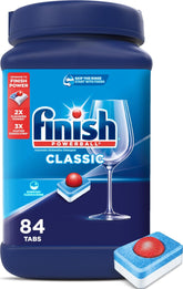 Finish envase frontal mostrando las 84 pastillas y beneficio de ahorro