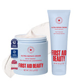 First Aid Beauty crema frontal mostrando envase y beneficio hidratación intensa