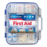 First Aid Only front-facing case showing kit portability and clear cover benefit