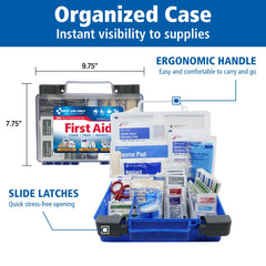 First Aid Only interior organizado con compartimentos transparentes para acceso rápido