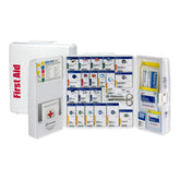 First Aid Only front-of-cabinet showing organized, OSHA-ready storage benefit