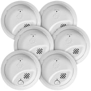 First Alert front view of hardwire smoke alarm showing sleek housing and easy-mount benefit