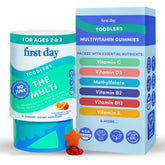 First Day front packaging showing clean toddler vitamin label and benefits