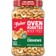 Fisher front canister showing 24 ounce packaging and resealable lid for freshness