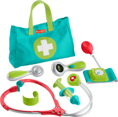 Fisher-Price maletín frontal con todas las piezas visible y listo para jugar beneficiando la imaginación
