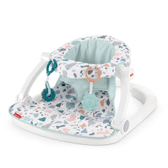 Fisher-Price vista frontal del asiento portátil mostrando confort y diseño