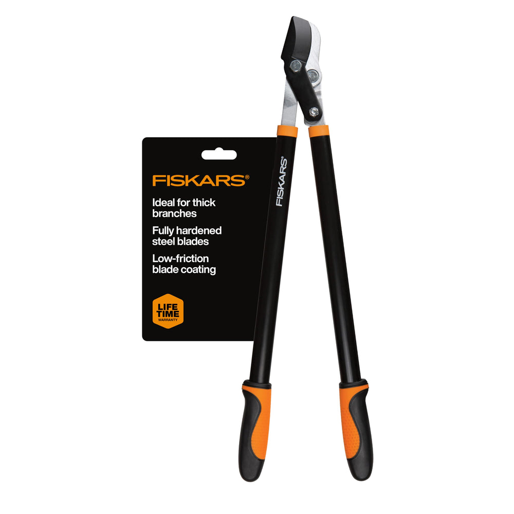Fiskars front view showing full lopper and leverage for easier cutting
