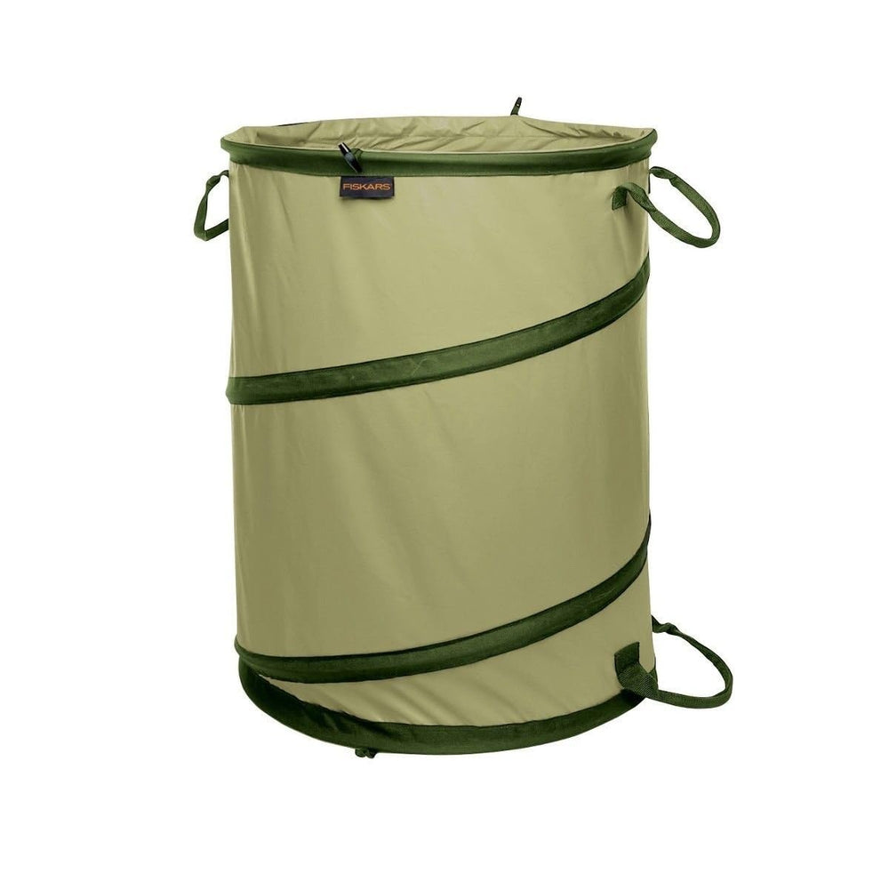Fiskars bolsa Kangaroo vista frontal mostrando capacidad y apertura para recoger residuos