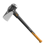Fiskars Pro IsoCore front view showing balanced head and long handle for powerful splits
