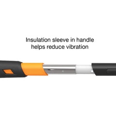 Fiskars maul in use during a swing demonstrating effective one‑strike splitting
