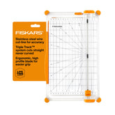 Fiskars front view showing full 12-inch trimmer and grip, improving workflow