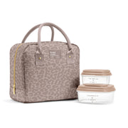 Fit & Fresh front view of lunch bag showing mocha pattern and zipper for stylish protection