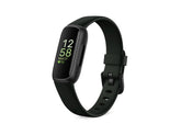 Fitbit Inspire 3 frontal Midnight Zen mostrando pantalla y beneficios de seguimiento