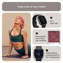 Fitbit Versa 4 en corredor, mostrando GPS y métricas en tiempo real