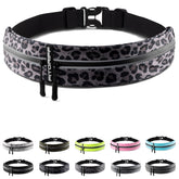 Fitgriff cinturón leopardo frontal mostrando compartimentos y cierre para seguridad