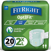 FitRight paquete frontal mostrando 20 pañales y protección máxima