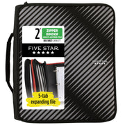 Five Star front view of zip binder showing secure closure and organization benefit