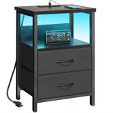 Fixwal nightstand front view showing drawers and LED, adds bedside organization