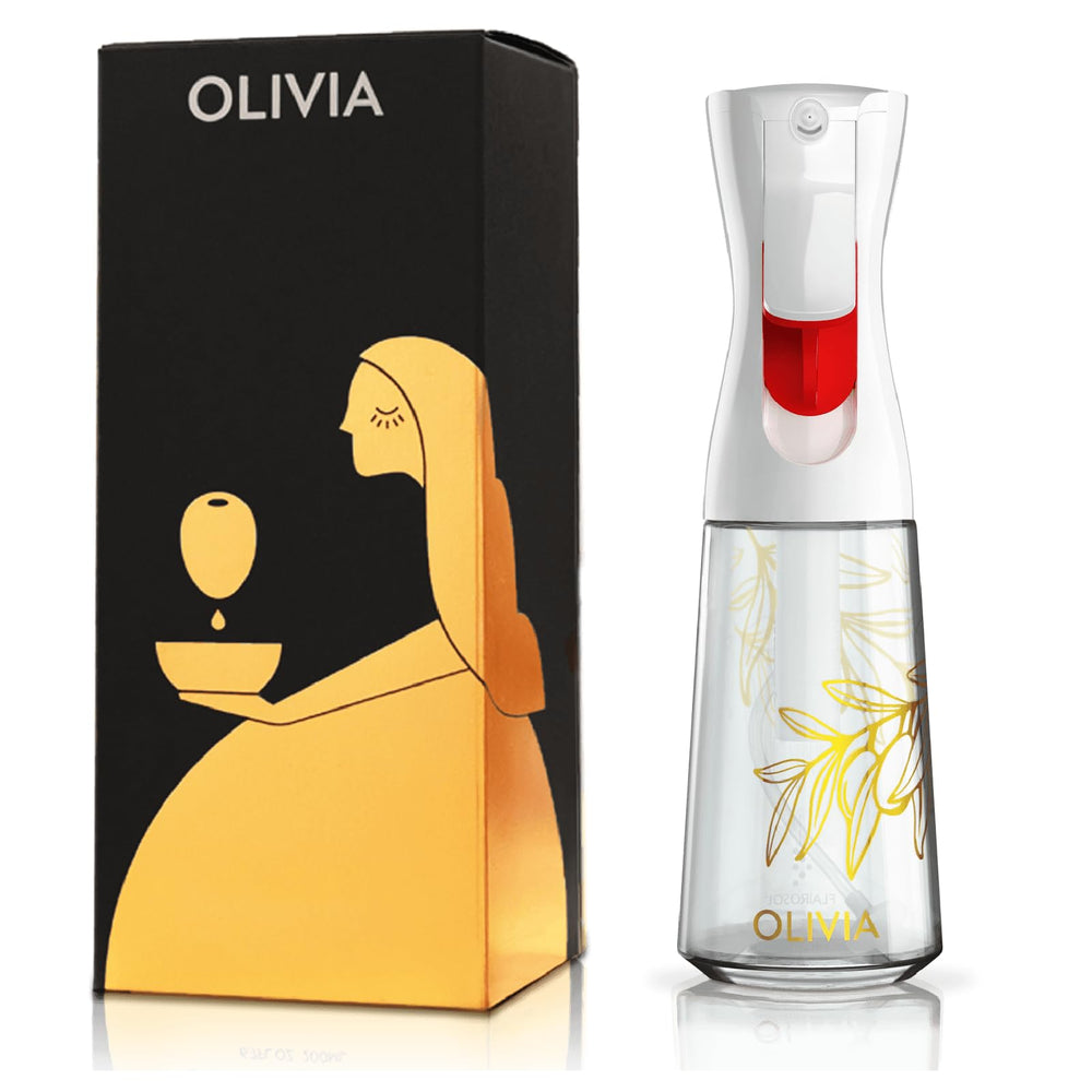 FLAIROSOL botella frontal de cristal elegante con hojas doradas y spray preciso