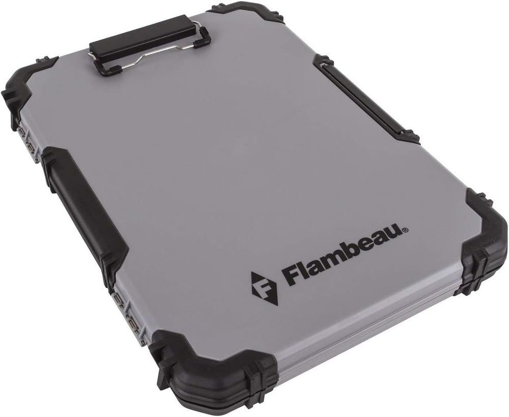 Flambeau clipboard front view showing secure writing surface and latch