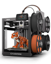 FLASHFORGE AD5X front view showing sturdy CoreXY frame and accessible door, improved stability