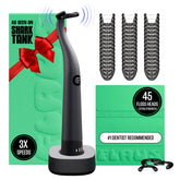 FLAUS flosser frontal con empaque, diseño compacto y beneficio de transporte cómodo