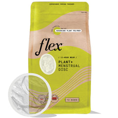 FLEX empaque frontal mostrando caja y cantidad, visión clara de producto y beneficio ecológico