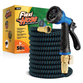 Flexi Hose front packaging shows 50FT model and included nozzle benefit: clear product info