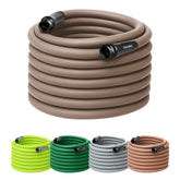 Flexzilla front view showing Brown Mulch hose blending with landscape and durable look