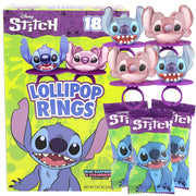 Flix Candy caja frente mostrando 18 anillos paleta Lilo and Stitch, ideal para fiestas