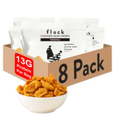 Flock front packaging showing original flavor and keto benefits, promotes portability