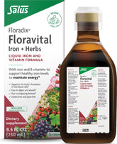 Floradix Floravital frente del envase mostrando diseño y volumen