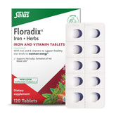 Floradix front packaging showing 120 tablets and branding for easy identification