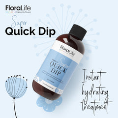 FloraLife Quick Dip etiqueta legible mostrando instrucciones y confianza