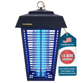 Flowtron front view lantern showing weatherproof design and outdoor protection