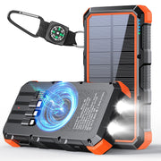 fmooostore front view of orange power bank showing rugged case and capacity