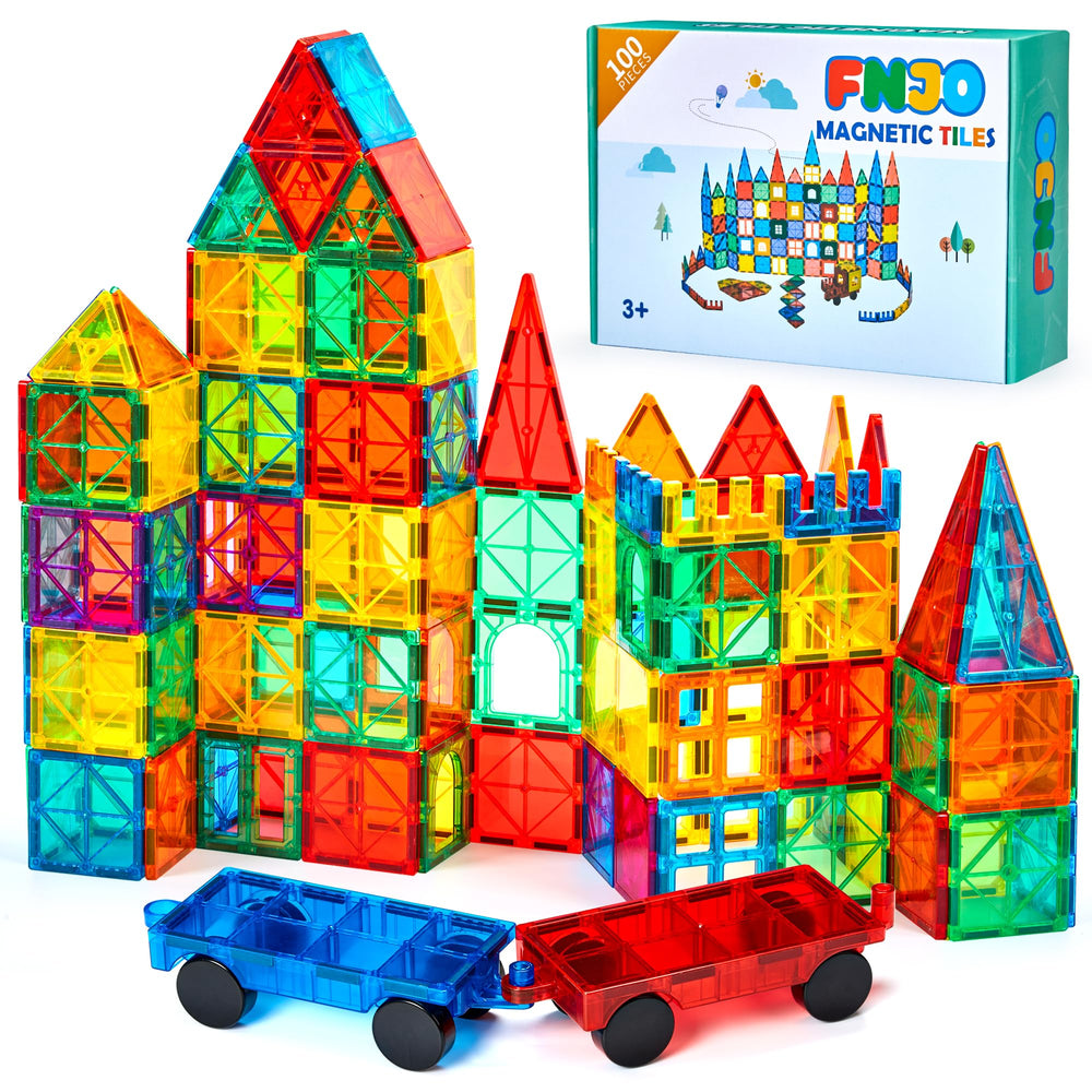 FNJO caja y 100 piezas desplegadas mostrando variedad y organización