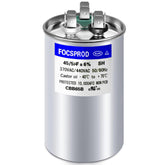 FOCSPROD capacitor frente mostrando carcasa y dimensiones para compatibilidad