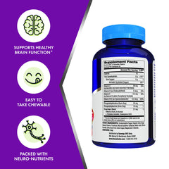 Focus Factor comprimido masticable en mano mostrando tamaño y facilidad de uso