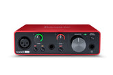 Focusrite Scarlett Solo front panel showing inputs and controls for easy tracking